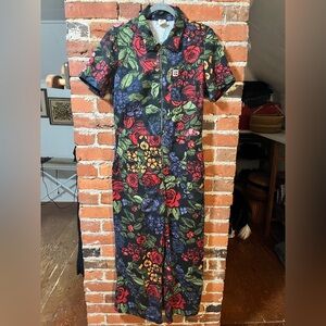 Lucy & Yak ragan wide leg cropped cotton jumpsuit in Maria print